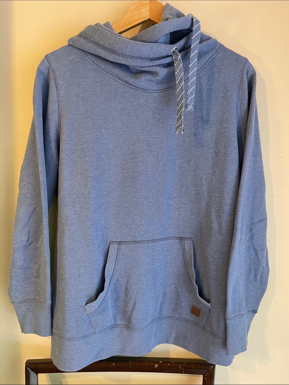 Tom Tailor Men's Blue Heathered Crossover Neck Rope Hoodie Size XXL Asymmetrical